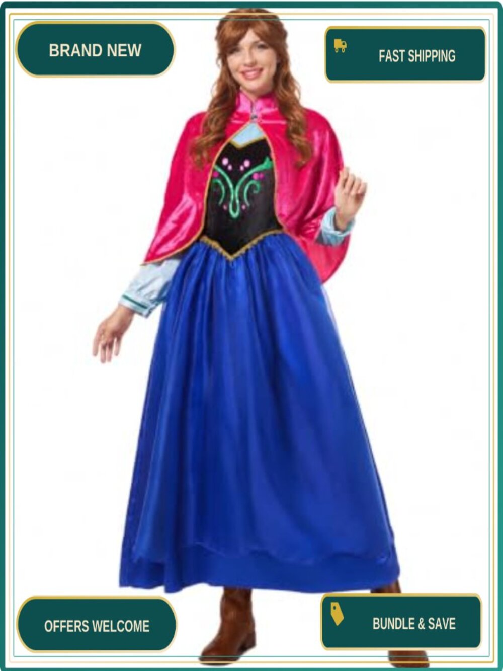 Princess Costume for Women Velvet Cape Satin Organza Dress Cosplay